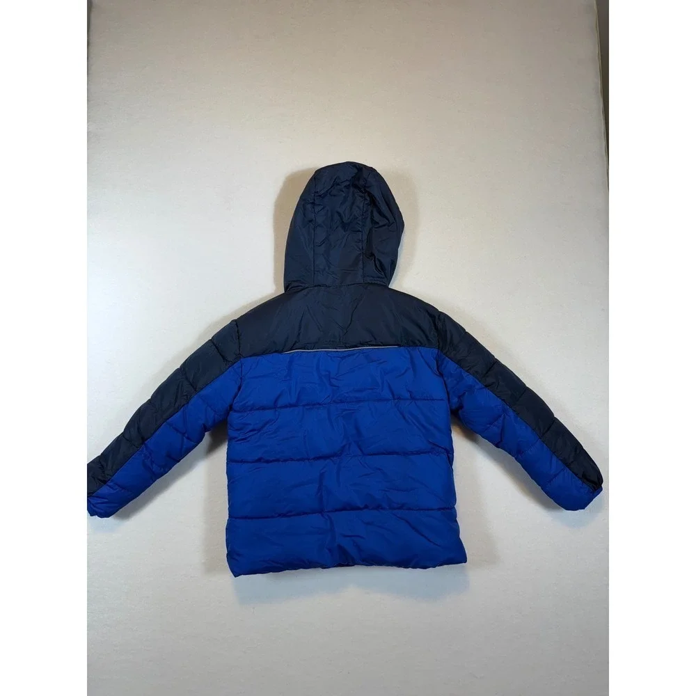 Wonder Nation Kids Puffer Jacket Hooded Blue Navy XS (4-5) Winter Coat